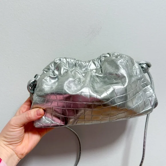 Mansur Gavriel‎ bag silver metallic cloud clutch convertible shoulder party