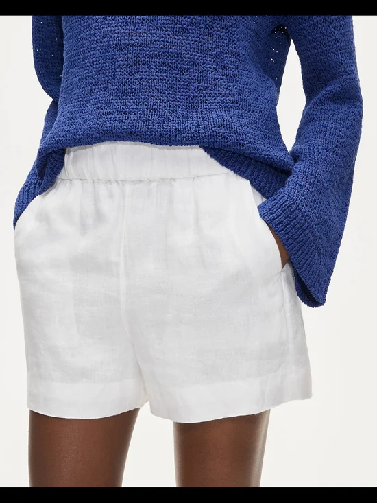 Medium J.Crew White Linen Pull-On Shorts