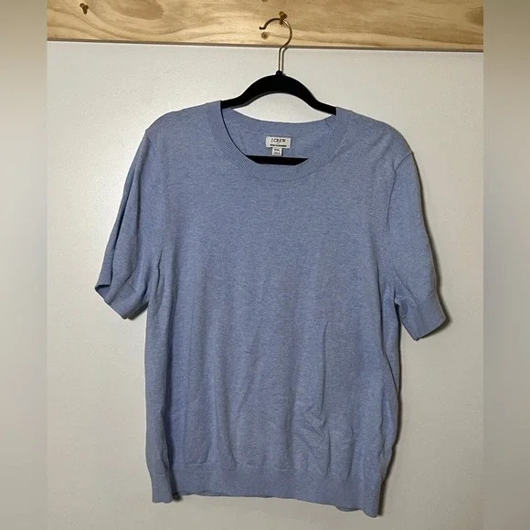 J. Crew Short Sleeve Top Light Blue Casual Women Size XXL Cotton Cashmere