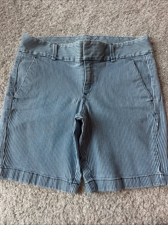 J. Crew Navy and White Pinstriped Bermuda Shorts