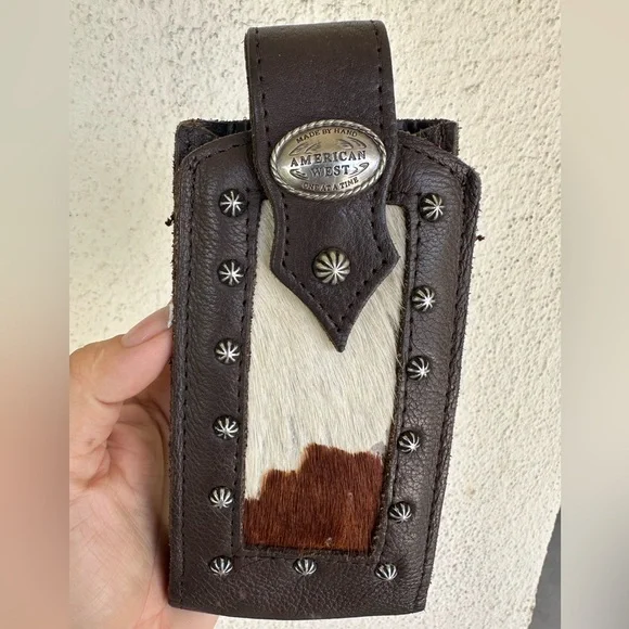 American West Dark Brown Leather Holster with Cowhide