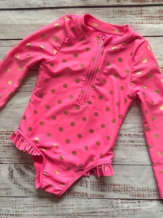 Wonder Nation Toddler Girl’s Pink Long-Sleeve Rash Guard Swimsuit Size 3T