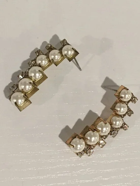 J. Crew Pearl & Rhinestone Earrings
