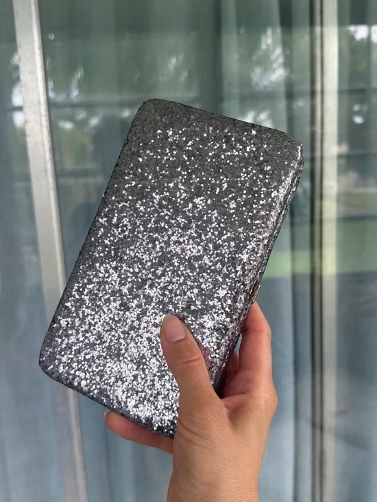 Target Silver Glitter Wristlet Clutch