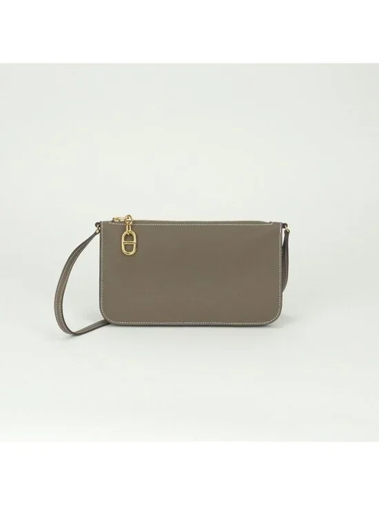 Hermes Zip Ungo To Go Shoulder Bag Ever Color Etoupe Gray Gold Pouch Clutch