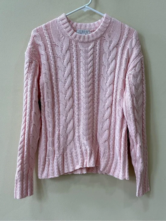 J.Crew Cable-knit Crewneck Sweater in Delicate Bloom