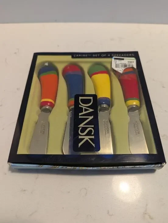 Dansk Caribe Set Of 4 Spreaders Ceramic Handles Colorful Party