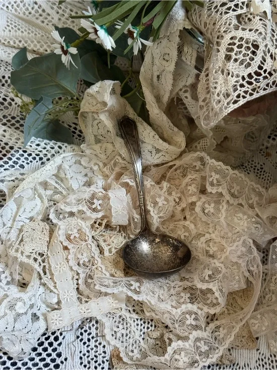 ROMWE Silver Ladle with Cream Lace Accents