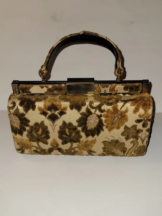 Vintage Meyer's Floral Carpet Velvet Top-Handle Bag