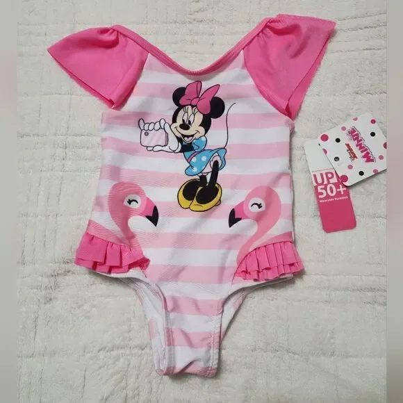Minnie Mouse Baby and Toddler Girl One-PieceSwimsuit, Size 12M
