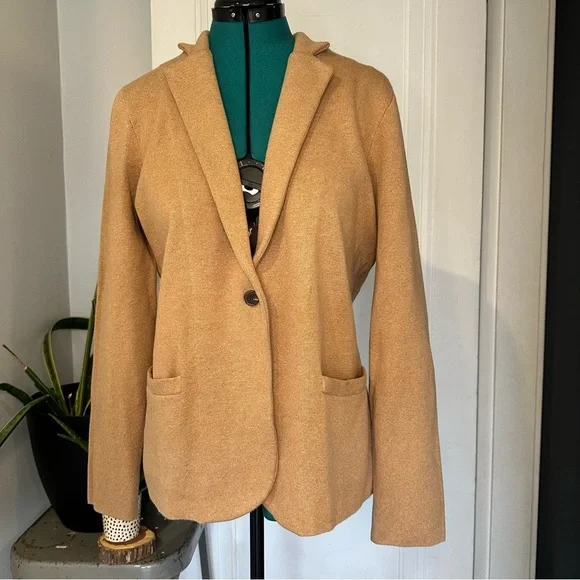 J. Crew Camel cotton knit Single-Button Notch Lapel Blazer