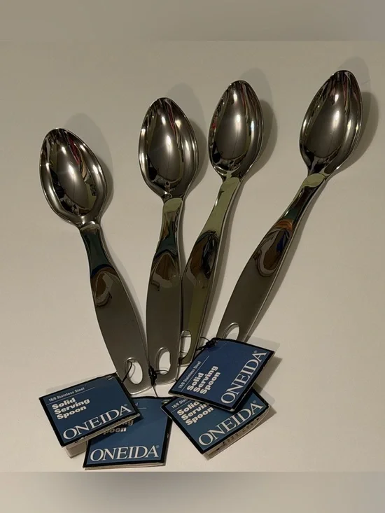 Oneida Chef's Table 18/8 Stainless Steel Solid Serving Spoons Set of 4