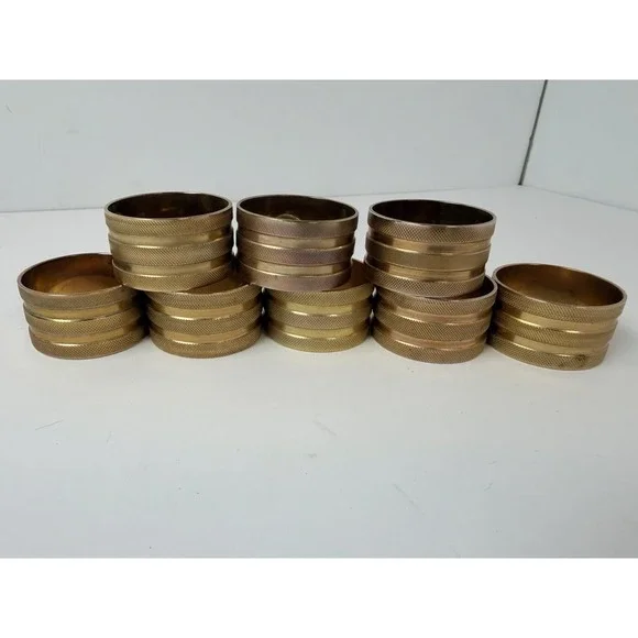 Round Brass Napkin Rings Vintage Home Decor Set Of 8‎