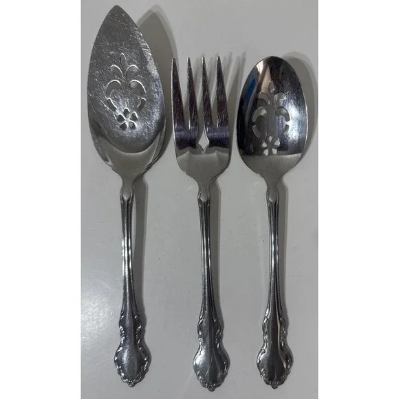 Oneida Community TENNYSON Stainless Heirloom Glossy Silverware 3 Pcs Retired LOT