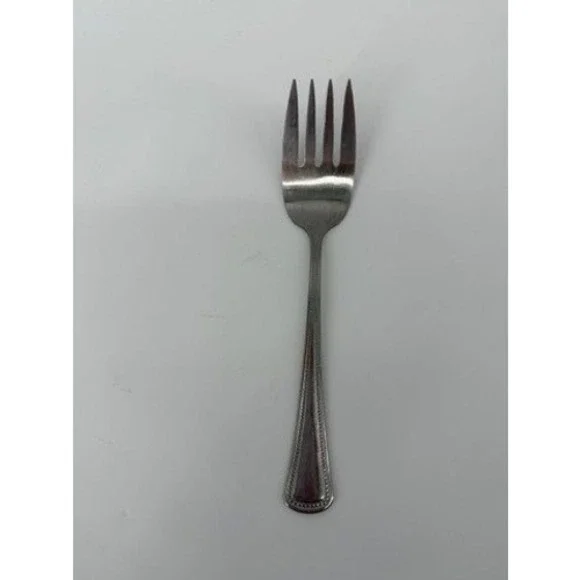 Oneidacraft Needlepoint Beaded Artistry Stainless Meat Fork‎ 7.75 Inch Silver