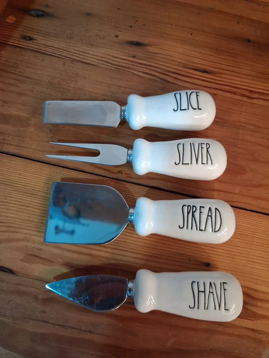Rae Dunn White Cheese Serving Tools - Slice Sliver Spread Shave