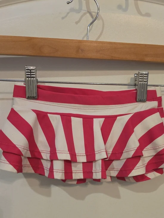 Hanna Andersson Hot Pink and White Striped Ruffle Swim Skirt Bottom