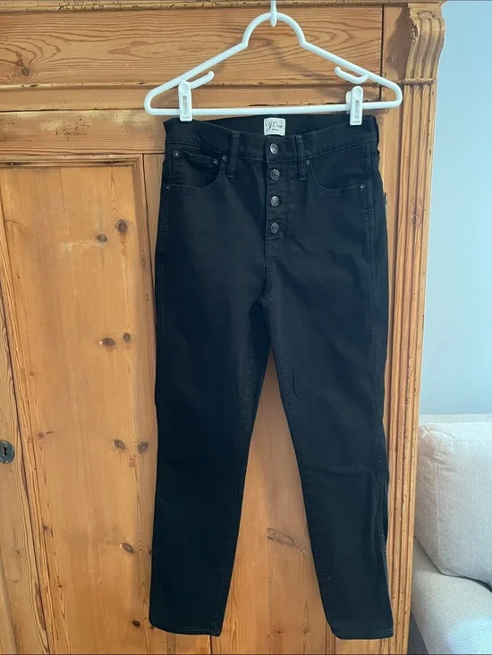 J. Crew Black 9” Vintage Button-Fly Straight Jeans