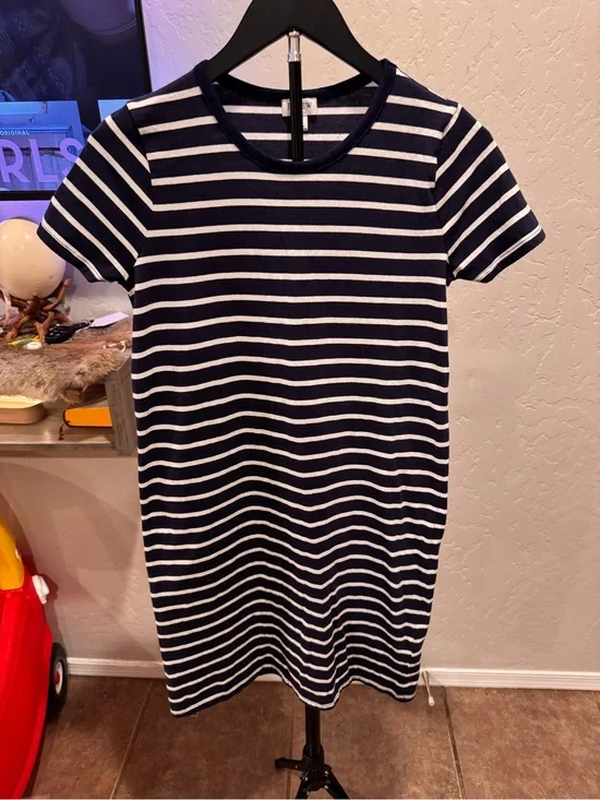 J. Crew Navy and White Striped shirt dress very stretchy