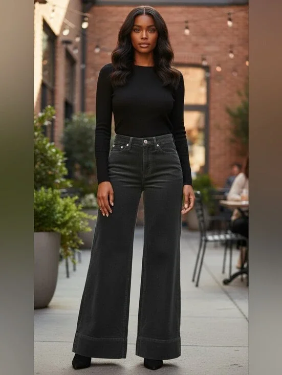 J. Crew Black Courdoury Wide-Leg Trouser Size 26 P