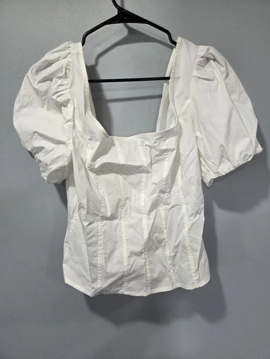 New With Tags J.Crew Size 12 Puff Sleeve Squareneck Top