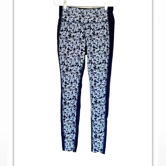 J.CREW x NEW BALANCE leggings size M blue white leopards