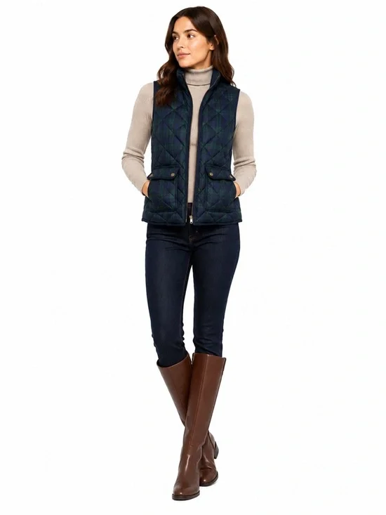 J.Crew Blackwatch Plaid Down Quilted Vest Medium