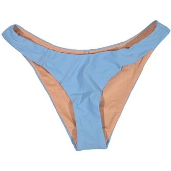 J. Crew Curved-waist cheeky bikini bottom in Blue Mist‎ S NWT