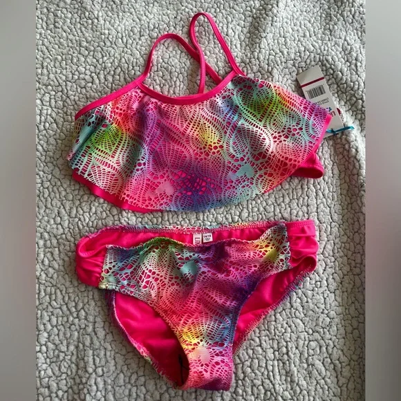 NWT - Limited Too - Girls Size 14/16 - Pink Tie-Dye Bikini Swimsuit