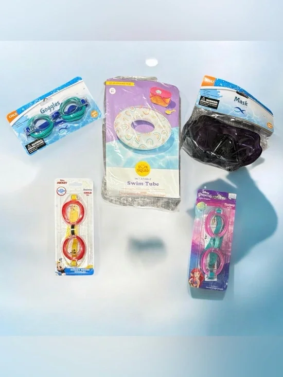 Kids Swim Accessories Set - Multicolor Goggles & Swim Tube 5 Pieces