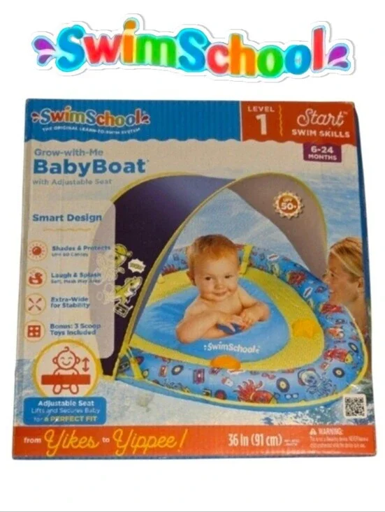 NEW in box SwimSchool Perfect Fit Grow-with-Me BabyBoat with Adjustable Seat