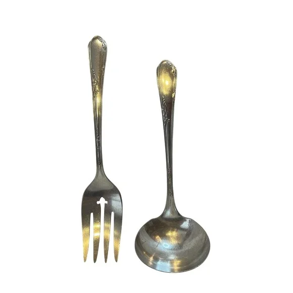 Wm A‎ Rogers Silver Plated Serving Fork and Ladle Oneida Ltd