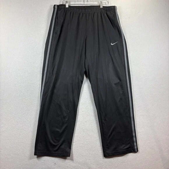 Nike‎ Dri-Fit Track Pants Men XL Black Logo 480238 Straight Pockets