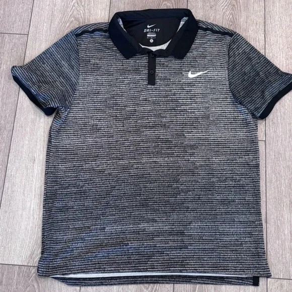 Nike Koszulka Advantage Tennis Polo Mens‎ XL Black White Pattern 633187-010