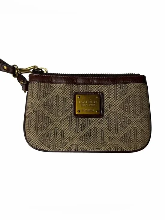 VTG Lauren Ralph Lauren Monogram Canvas Jacquard Wristlet