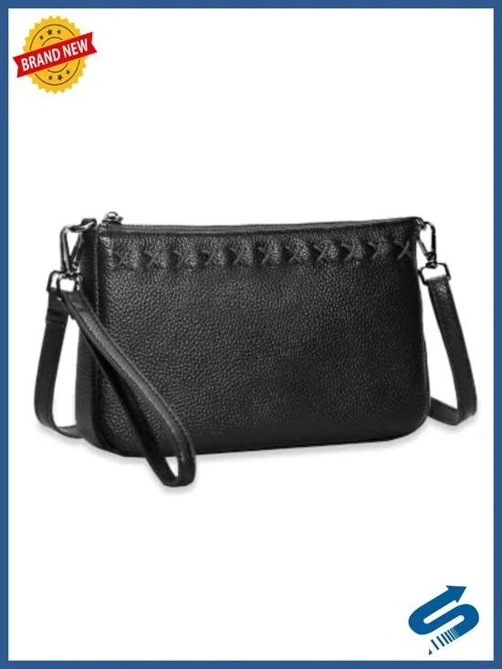 Genuine Leather RFID Wristlet Wallet Purse with Adjustable Straps