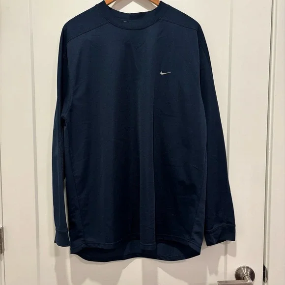 Vintage Nike‎ Long Sleeve Crew Neck Pullover Shirt Navy Blue Men's LG 56323