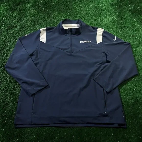 Nike On Field Dallas Cowboys NFL Sideline Coaches Repel 1/4 Zip Jacket Navy XXL
