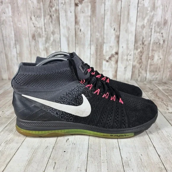 Nike Zoom All Out Flyknit Running Training Shoes Sneakers Black‎ Pink Mens