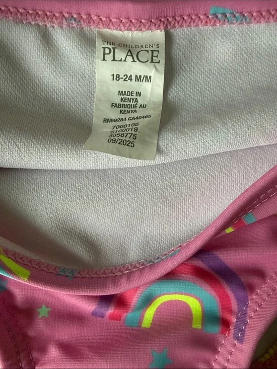NEW NWOT The Children’s Place Size 18-24 Months Pink Rainbow Swimsuit Set