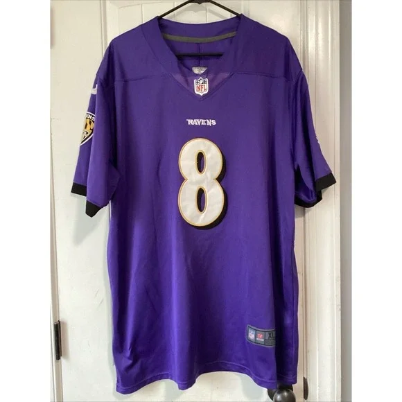 Lamar Jackson #8 Ravens Stitched Alternate Black Color Rush Jersey XL