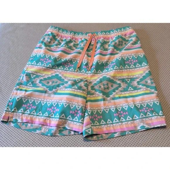 Chubbies Youth XL Swim Trunks Gym Teal Aztec Geo Mesh Lined Board Shorts 18/20