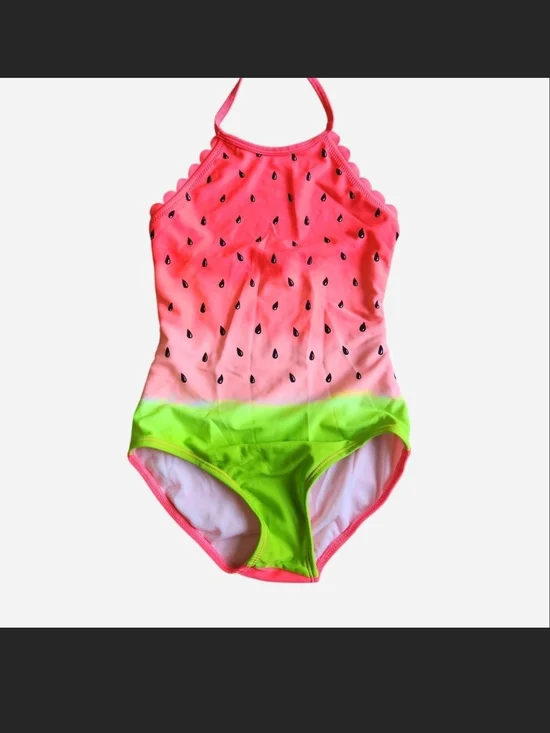 Cat & Jack Bright Pink and Neon Green Girls One-Piece Swim