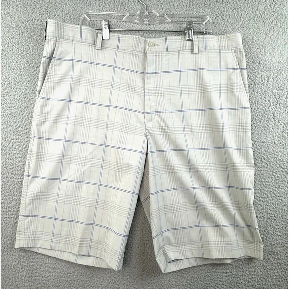 Nike Golf Shorts Mens 40 Gray Blue Plaid Chinos Stretch Performance 12