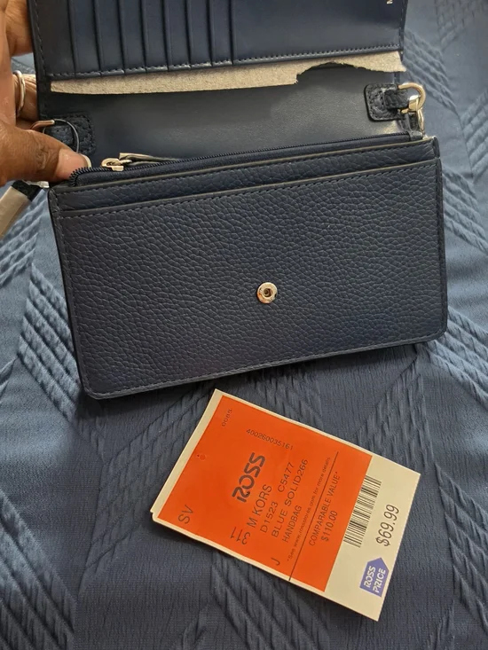 Navy Pebbled Leather Convertible Wallet Crossbody - Women