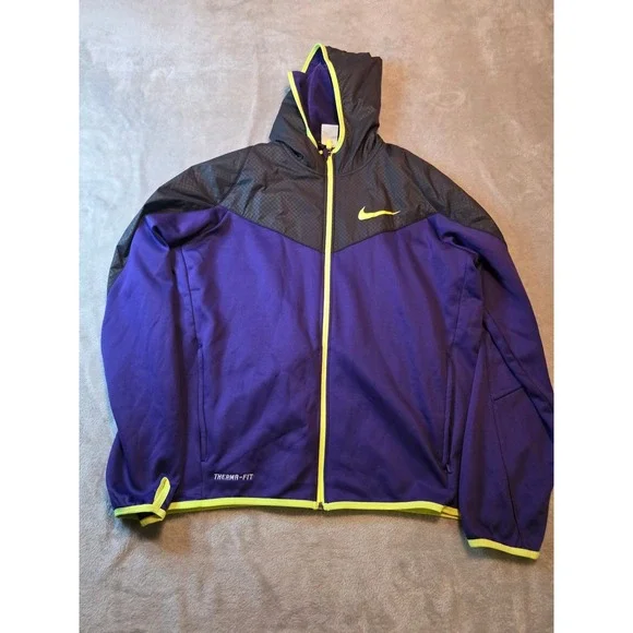 Nike Therma-FIT Mens Jacket Purple Multi Color Full Zip Hoodie