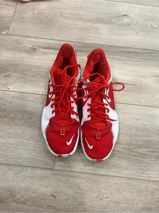 Nike Paul George 5 Basketball Men’s Red and White Athletic Shoes