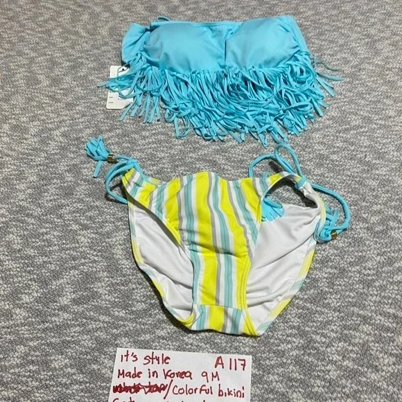coloured bikini set with‎ top/bottoms Korea size 9M=girl 7-8 years old. SKU-A117