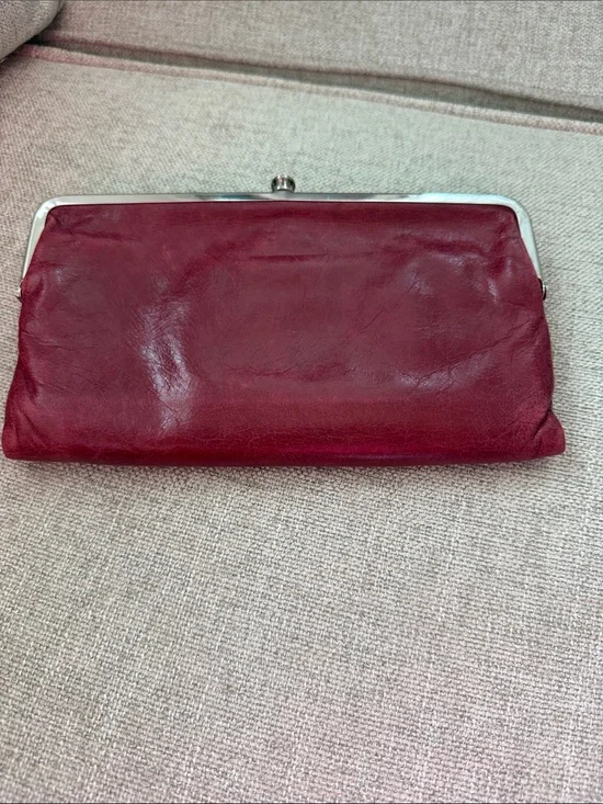 HOBO Burgundy Leather Frame Clutch with Kiss-Lock