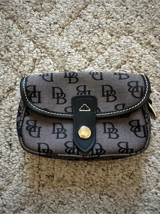 Dooney & Bourke Canvas Logo Wristlet with Black Trim